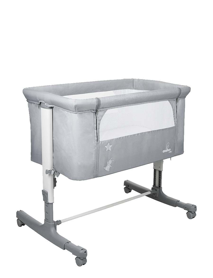 Asalvo - Asalvo Bedside Crib Mini Calm, Grey - kinder - grey - 0