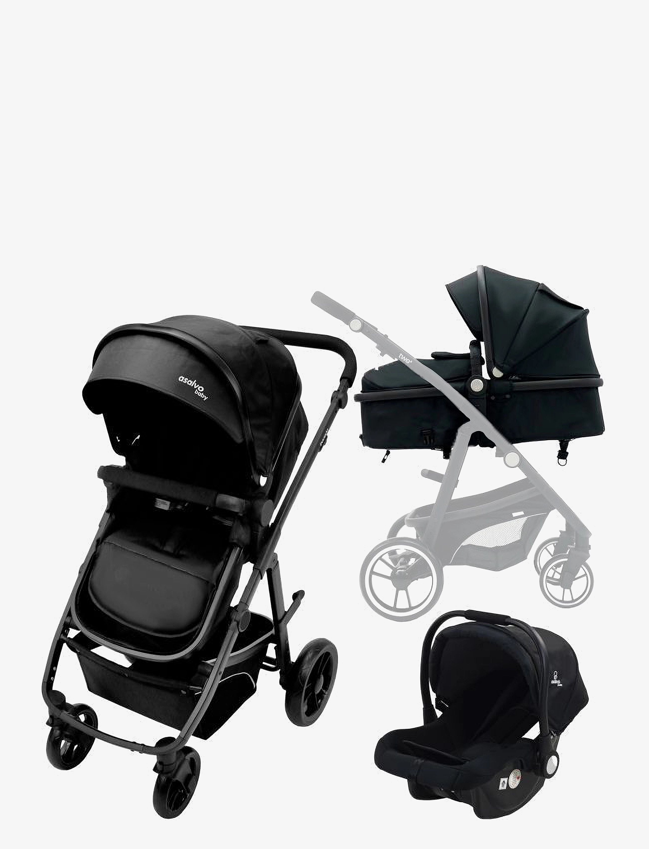 Asalvo - Asalvo Convertible TWO + 2, Black - kinderwagen - black - 0