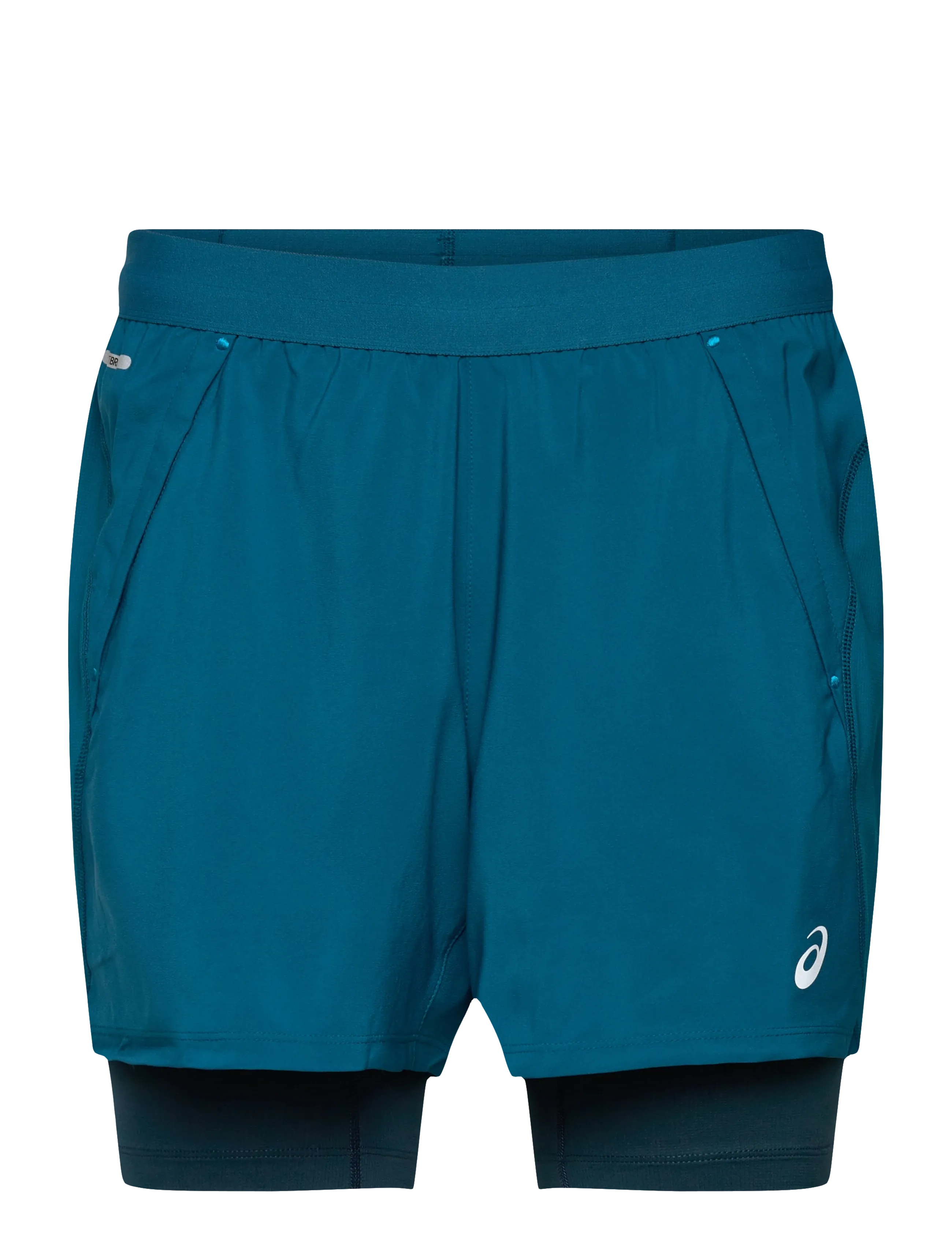 Asics ROAD 2-N-1 5IN SHORT - Kleidung - TRANQUIL TEAL/DARK TEAL/YAMABUKI / blue