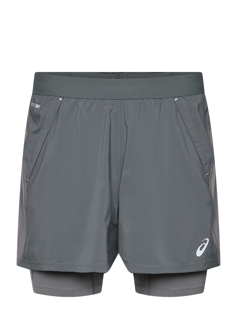 Asics - ROAD 2-N-1 5IN SHORT - laufshorts - clay grey/steel grey/illuminate green - 0