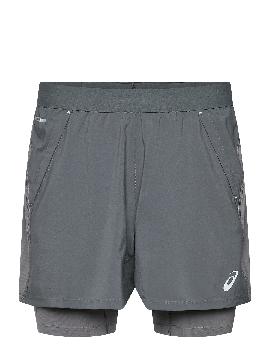 Asics - ROAD 2-N-1 5IN SHORT - laufshorts - clay grey/steel grey/illuminate green - 0