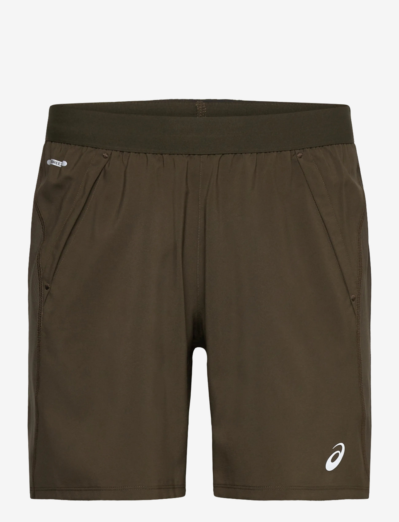 Asics ROAD 7IN SHORT - Kläder - BROWN STONE / green