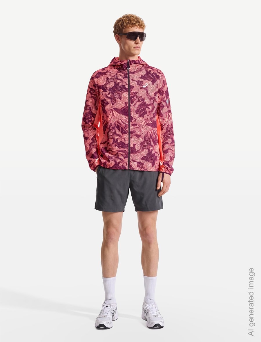 Asics - FUJITRAIL PACKABLE JACKET - sportsjakker - blazing coral/dark aubergine - 0