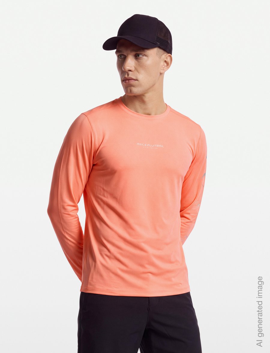 Asics - FUJITRAIL LOGO LS TOP - langarmshirts - sun coral - 3