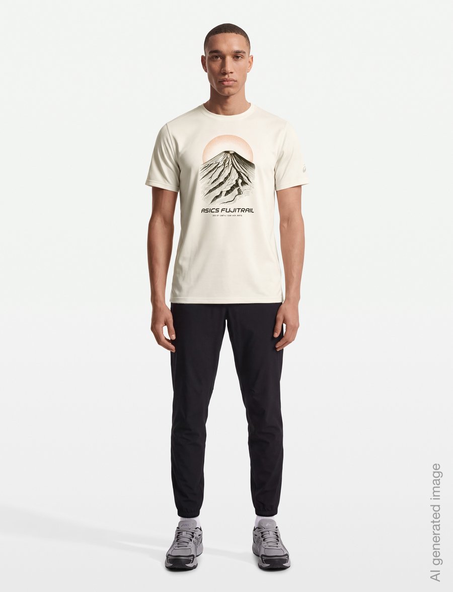Asics - FUJITRAIL LOGO SS TOP - t-shirts - cream - 0