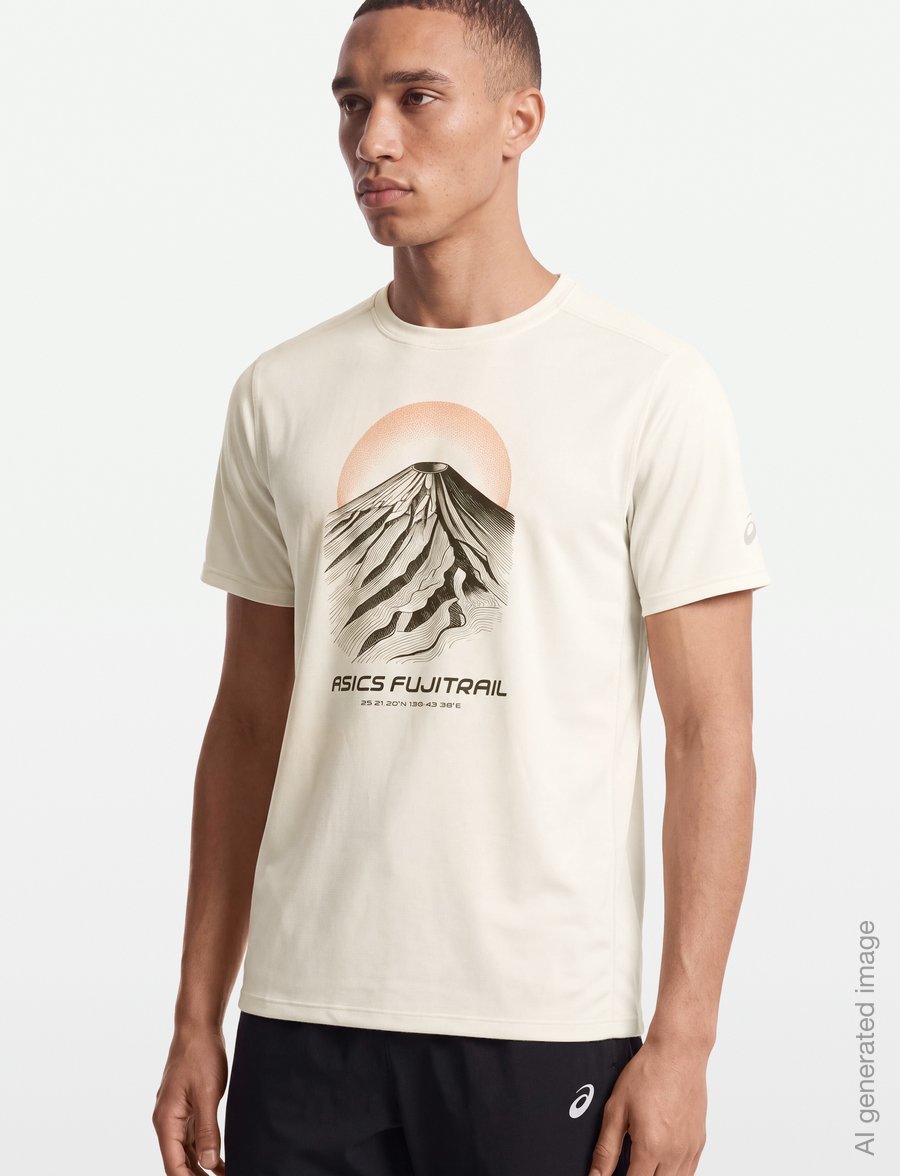 Asics - FUJITRAIL LOGO SS TOP - t-shirts - cream - 3