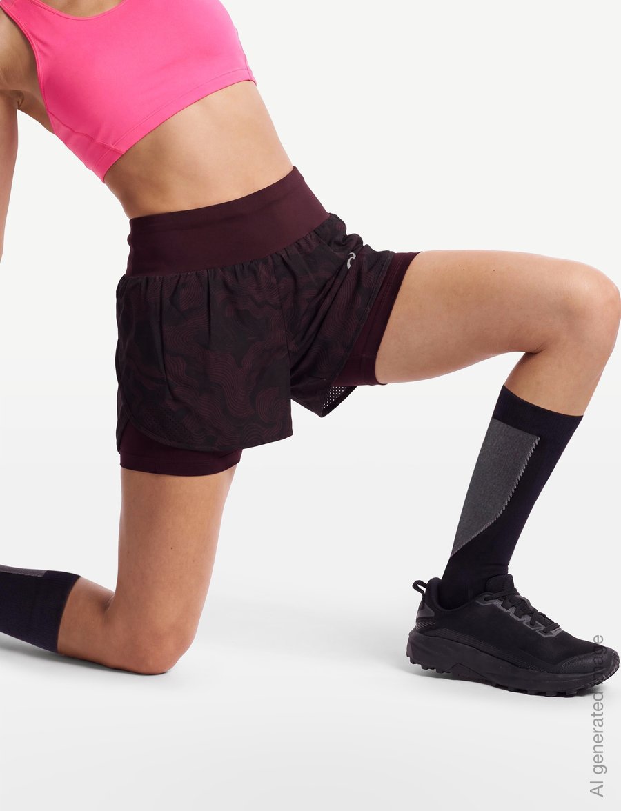 Asics - ROAD ALL OVER PRINT 2-N-1 3.5IN SHORT - shorts de course - dark aubergine - 3