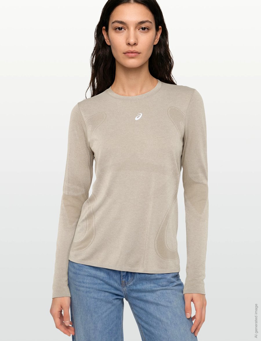 Asics - ROAD SEAMLESS LS TOP - pikkade varrukatega alussärgid - greige - 3