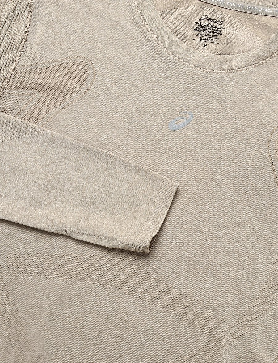 Asics - ROAD SEAMLESS LS TOP - pikkade varrukatega alussärgid - greige - 5