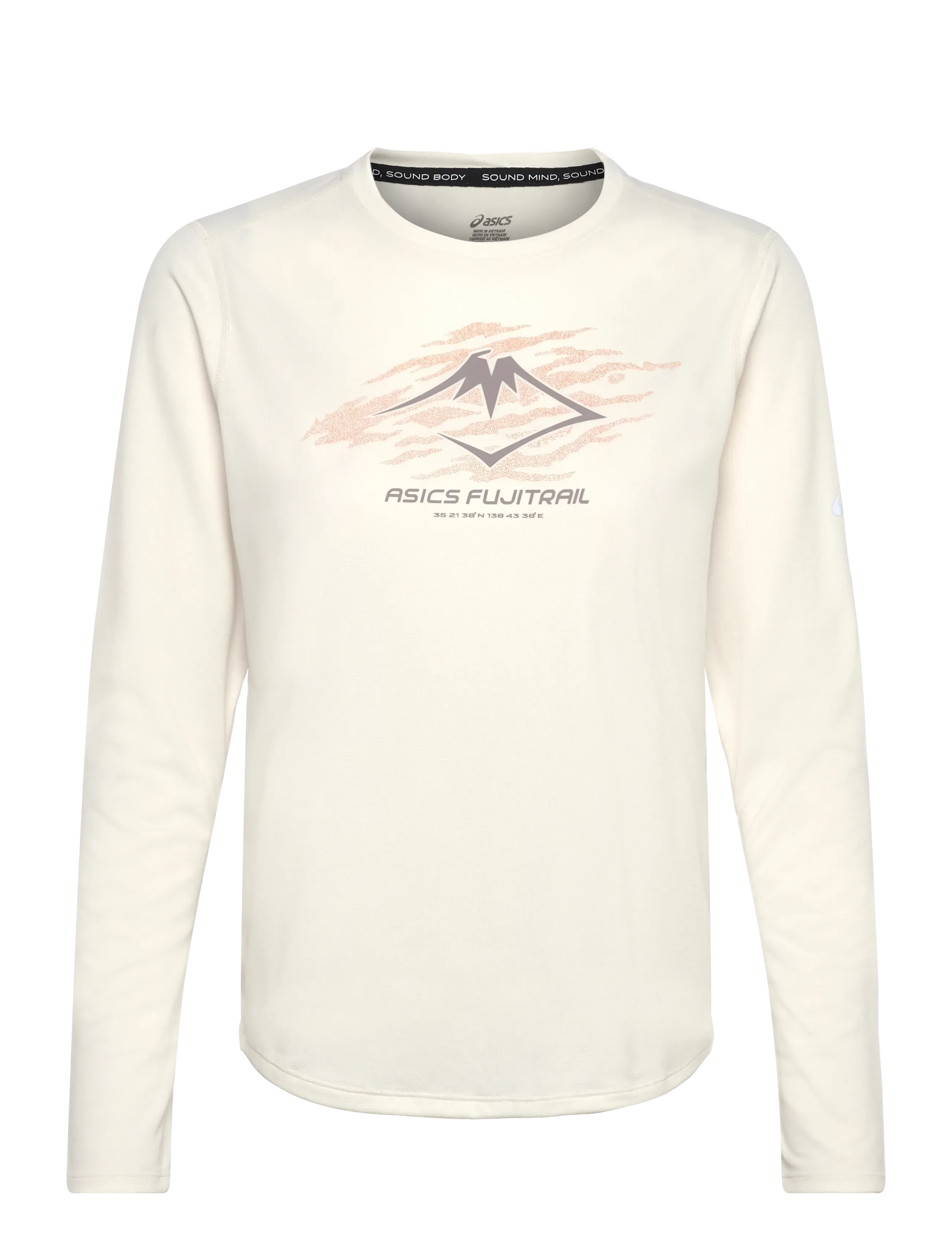 Asics Fujitrail Logo Ls Top, XL, T-shirts & Oberteile, Creme - Long-sleeved, Frauen