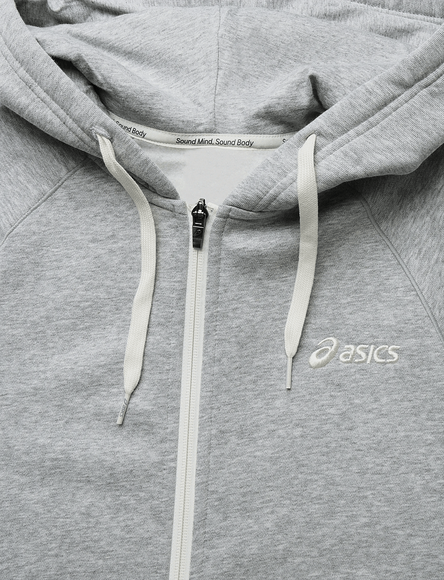 Asics - ASICS LOGO FLEECE FULL ZIP HOODIE - huvtröjor - grey heather - 2
