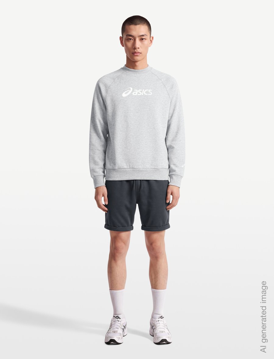 Asics - ASICS LOGO FLEECE CREW-NECK TOP - sweatshirts - grey heather - 0