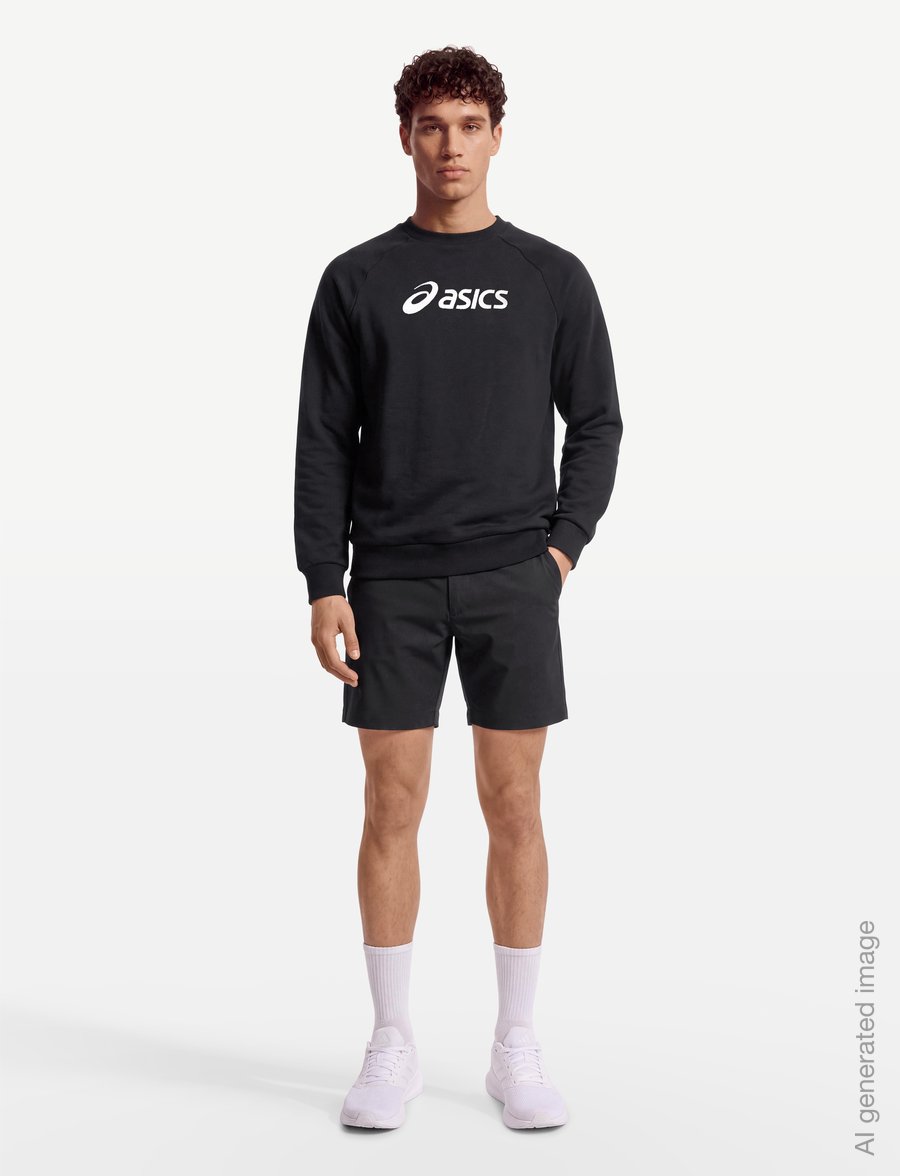 Asics - ASICS LOGO FLEECE CREW-NECK TOP - džemperiai - performance black - 0