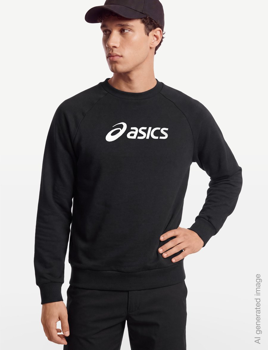 Asics - ASICS LOGO FLEECE CREW-NECK TOP - džemperiai - performance black - 3