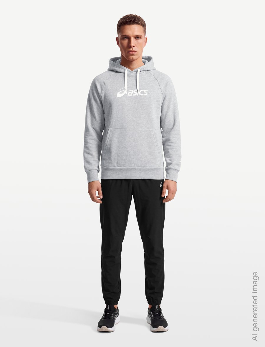 Asics - ASICS LOGO FLEECE PULLOVER HOODIE - kapuzenpullover - grey heather - 0