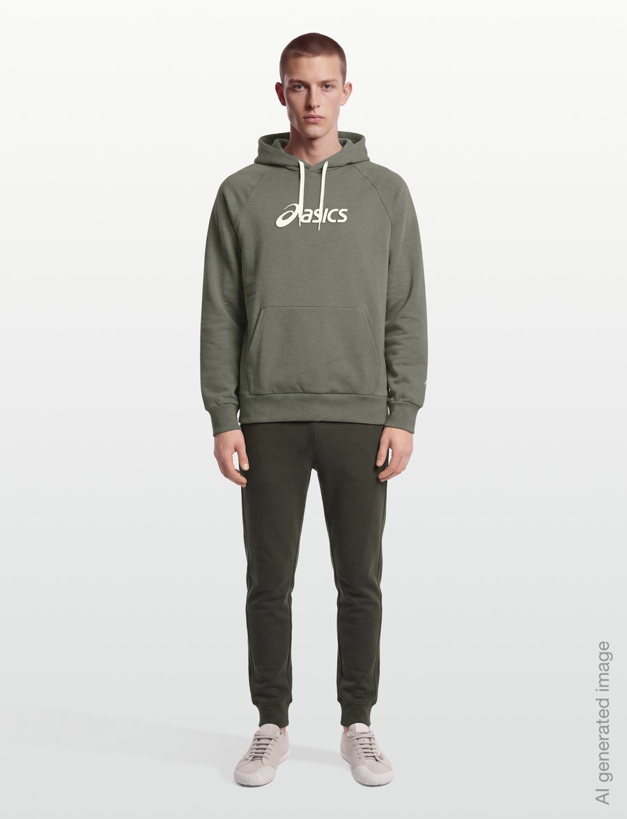 Asics - ASICS LOGO FLEECE PULLOVER HOODIE - kapuutsiga dressipluusid - lichen green - 0