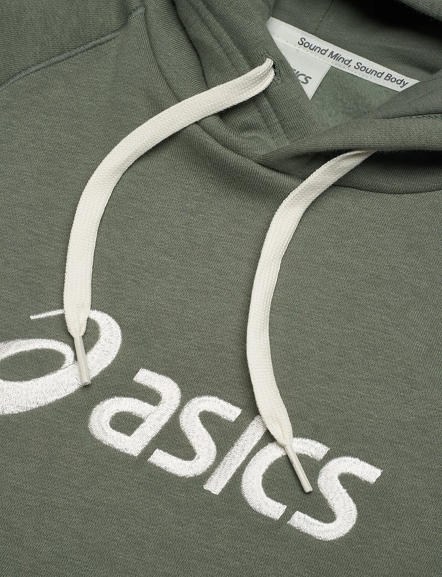 Asics - ASICS LOGO FLEECE PULLOVER HOODIE - džemperiai su gobtuvu - lichen green - 2