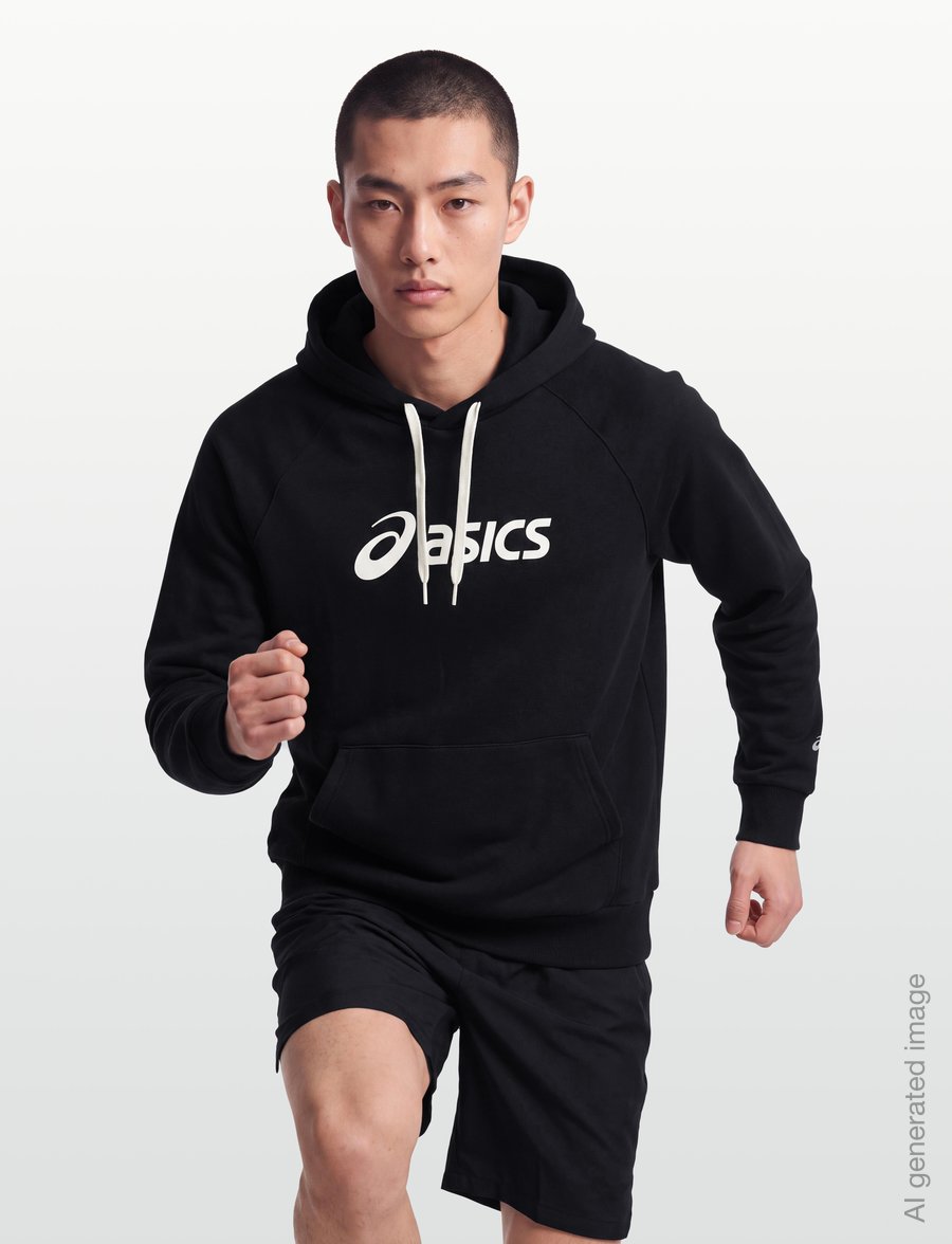 Asics - ASICS LOGO FLEECE PULLOVER HOODIE - hoodies - performance black - 3