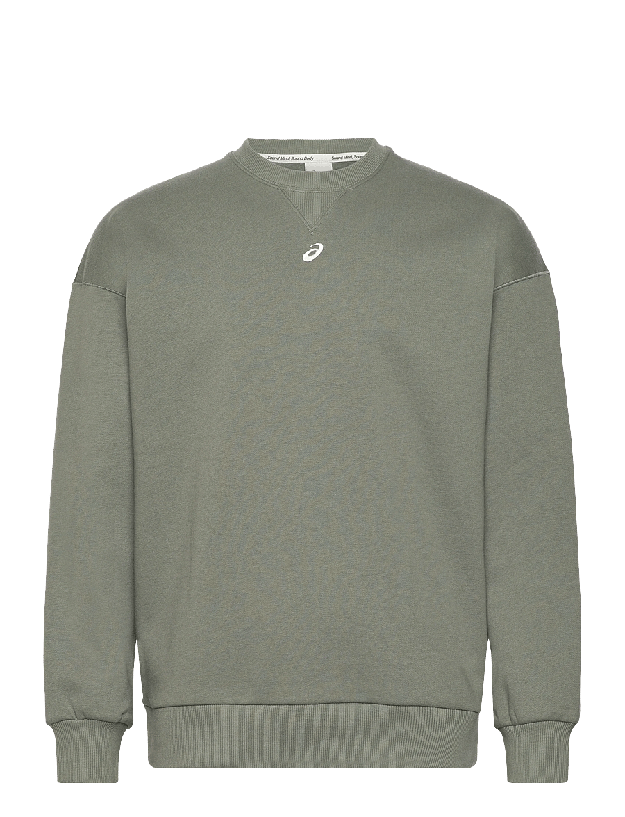Asics - FLEECE RELAXED CREW-NECK TOP - sweatshirts - lichen green - 0