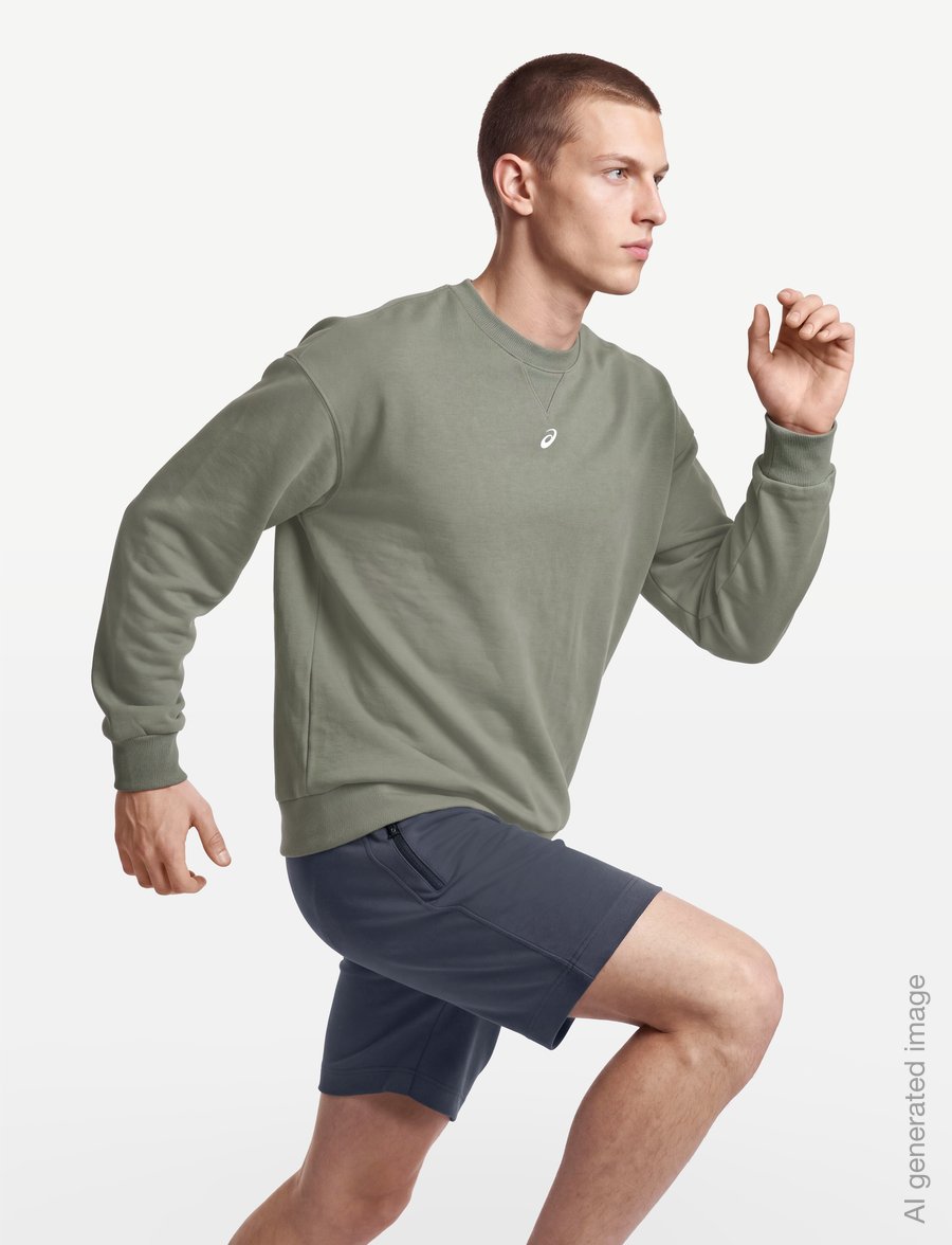 Asics - FLEECE RELAXED CREW-NECK TOP - dressipluusid - lichen green - 3