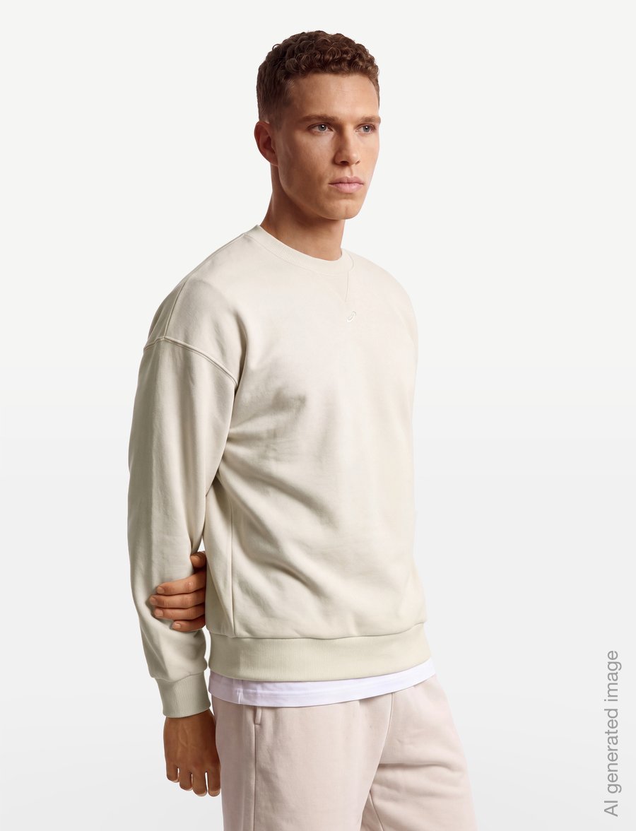 Asics - FLEECE RELAXED CREW-NECK TOP - sweatshirts - oatmeal - 3
