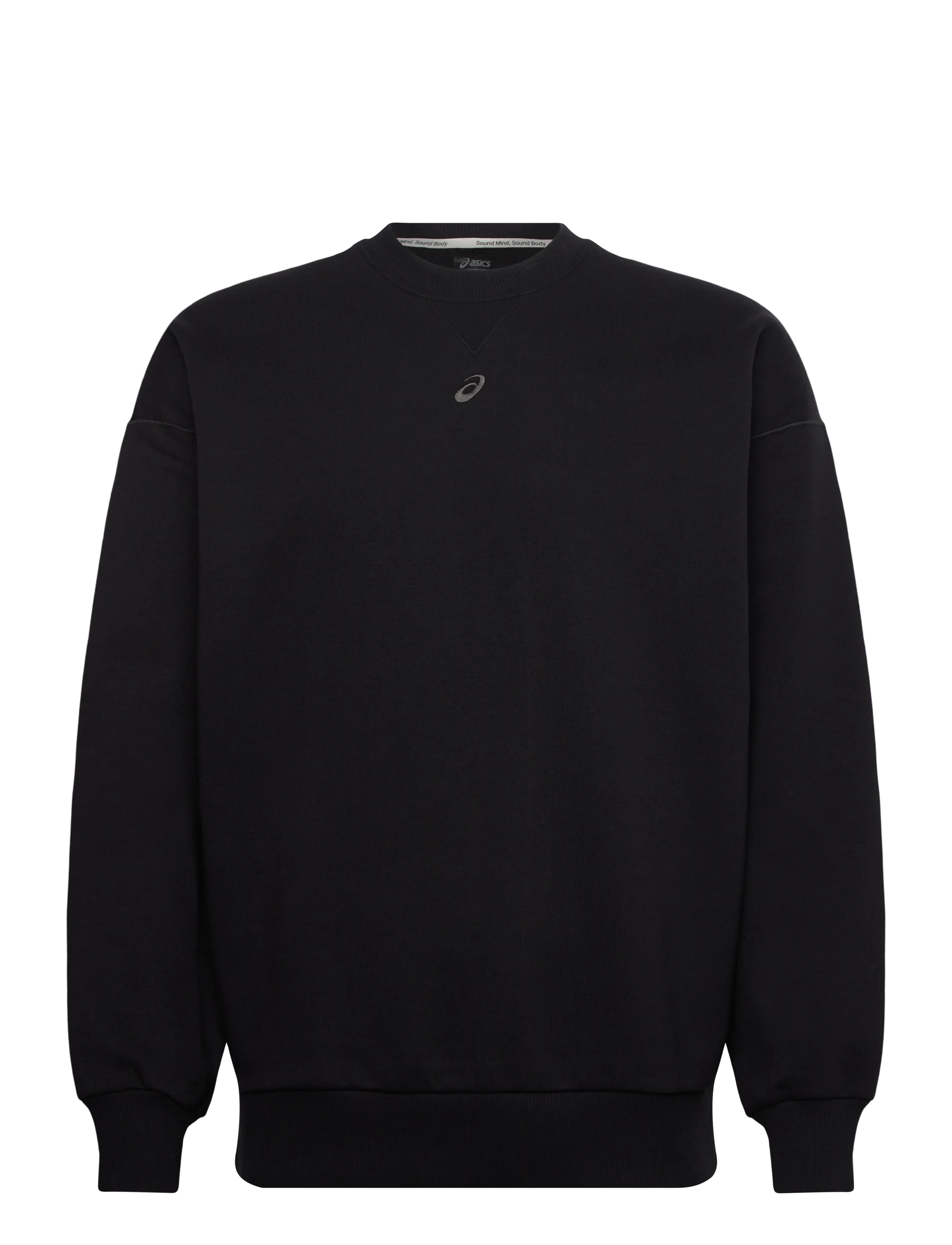 FLEECE RELAXED CREW-NECK TOP - PERFORMANCE BLACK