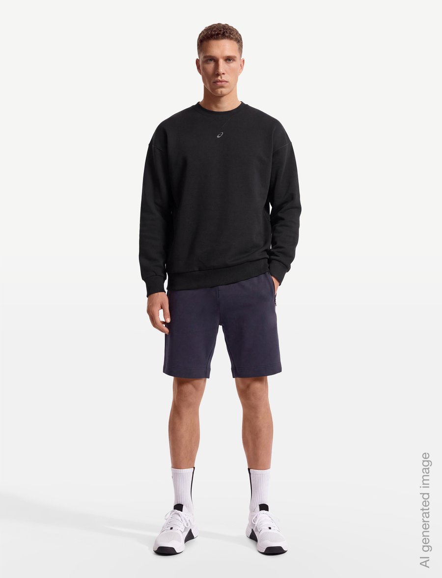 Asics - FLEECE RELAXED CREW-NECK TOP - sweatshirts - performance black - 0