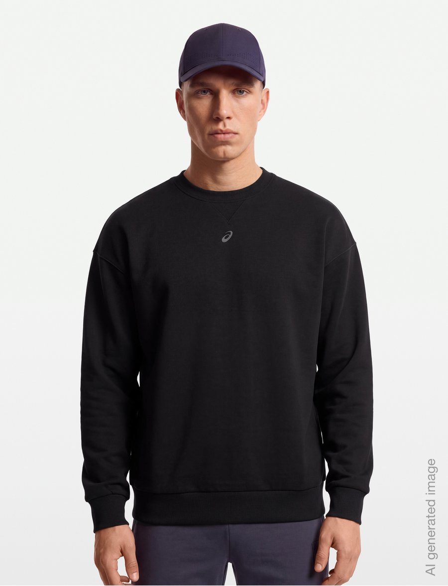 Asics - FLEECE RELAXED CREW-NECK TOP - sweatshirts - performance black - 3