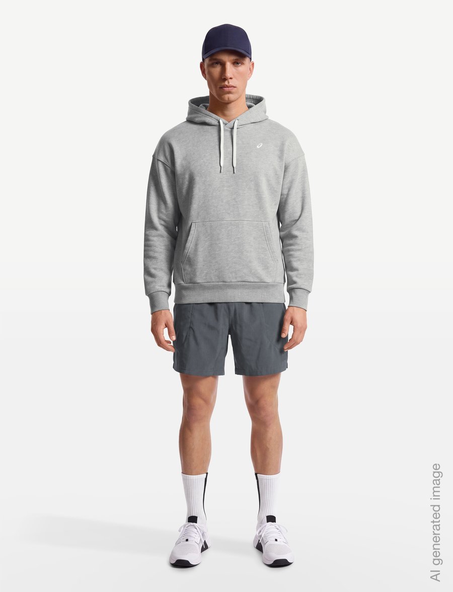 Asics - FRENCH TERRY RELAXED PULLOVER HOODIE - kapuzenpullover - grey heather - 0