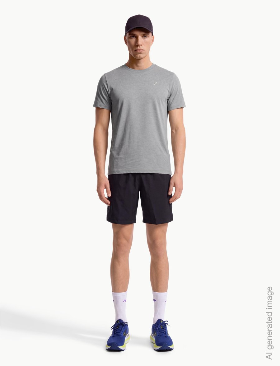 Asics - ASICS SPIRAL EMBROIDERY TEE - t-shirts - grey heather - 0
