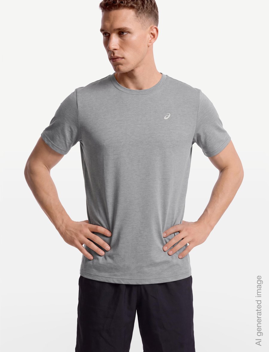 Asics - ASICS SPIRAL EMBROIDERY TEE - t-shirts - grey heather - 3