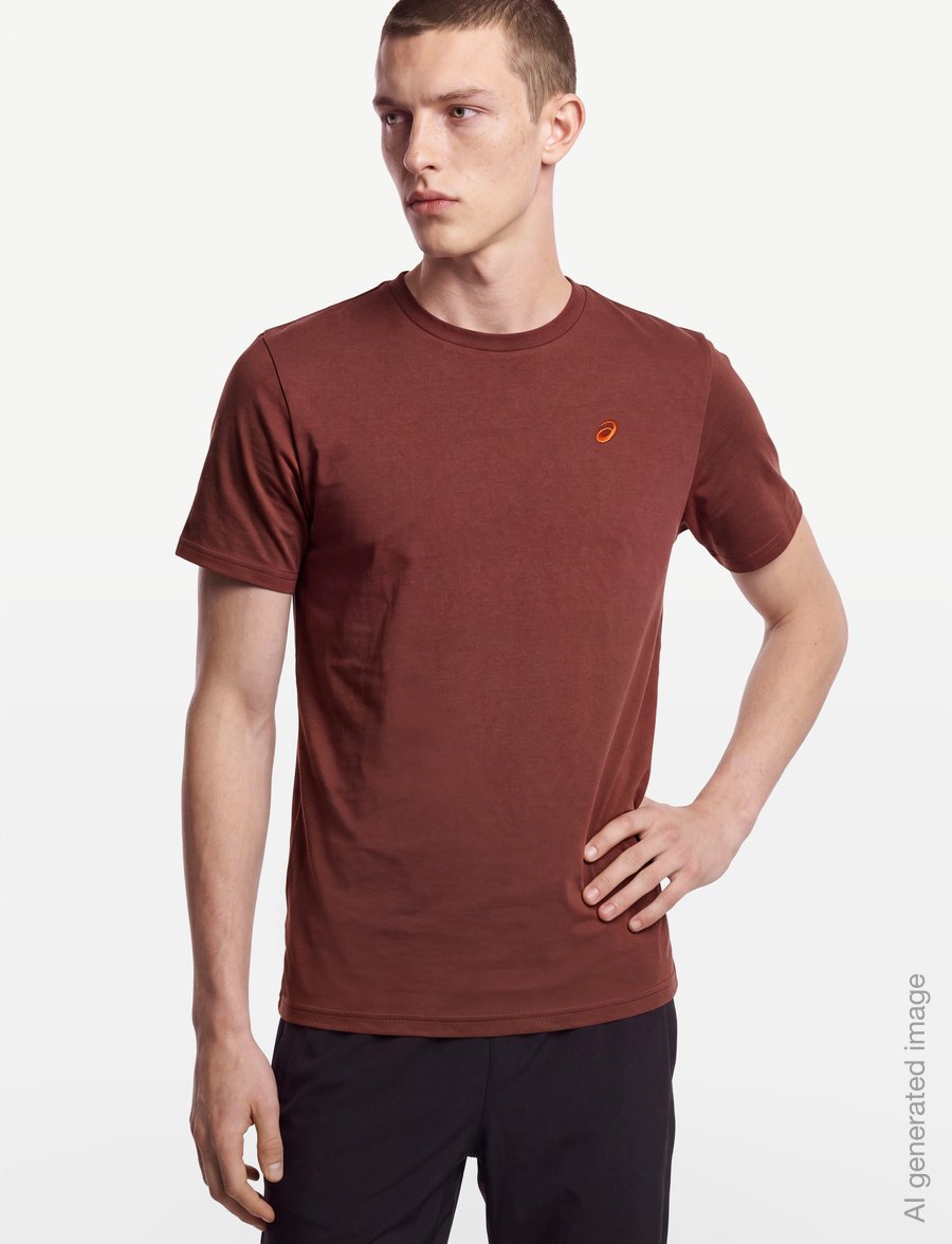 Asics - ASICS SPIRAL EMBROIDERY TEE - t-shirts - rusted rock - 3