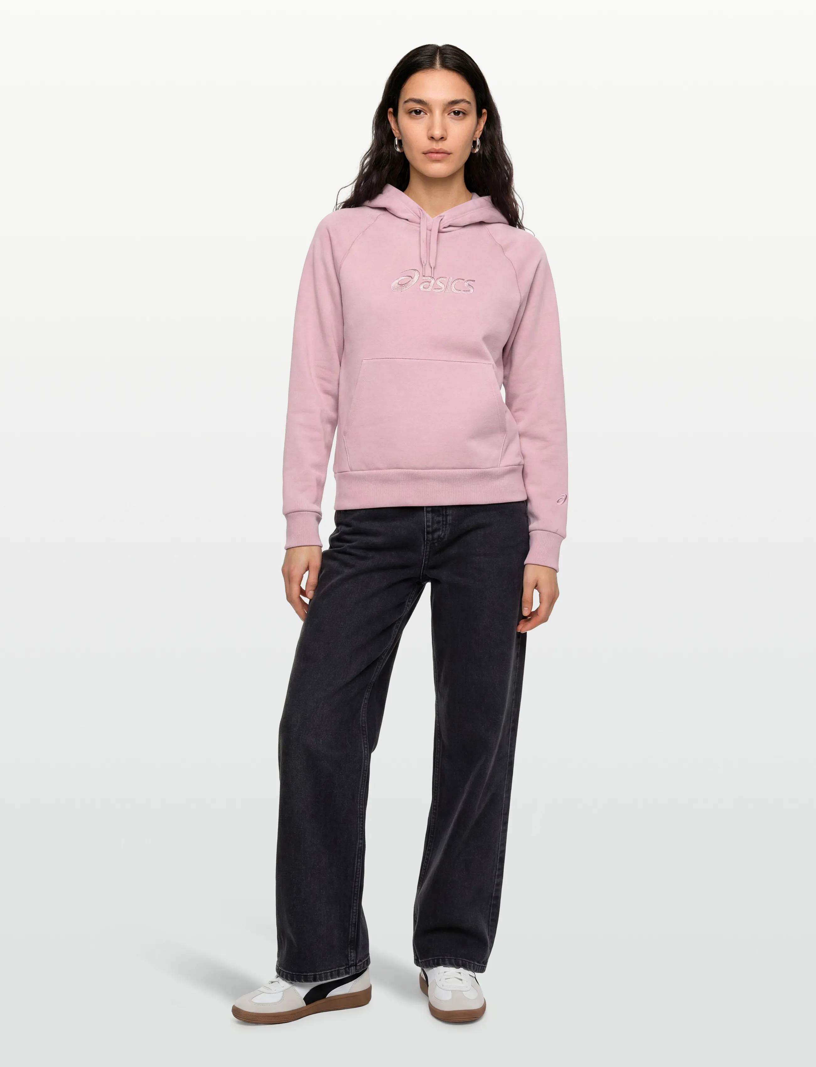 Asics Asics Logo Fleece Pullover Hoodie, M, Pink, Sport Sweatshirts & Hoodies > Sport Hoodies, Dame