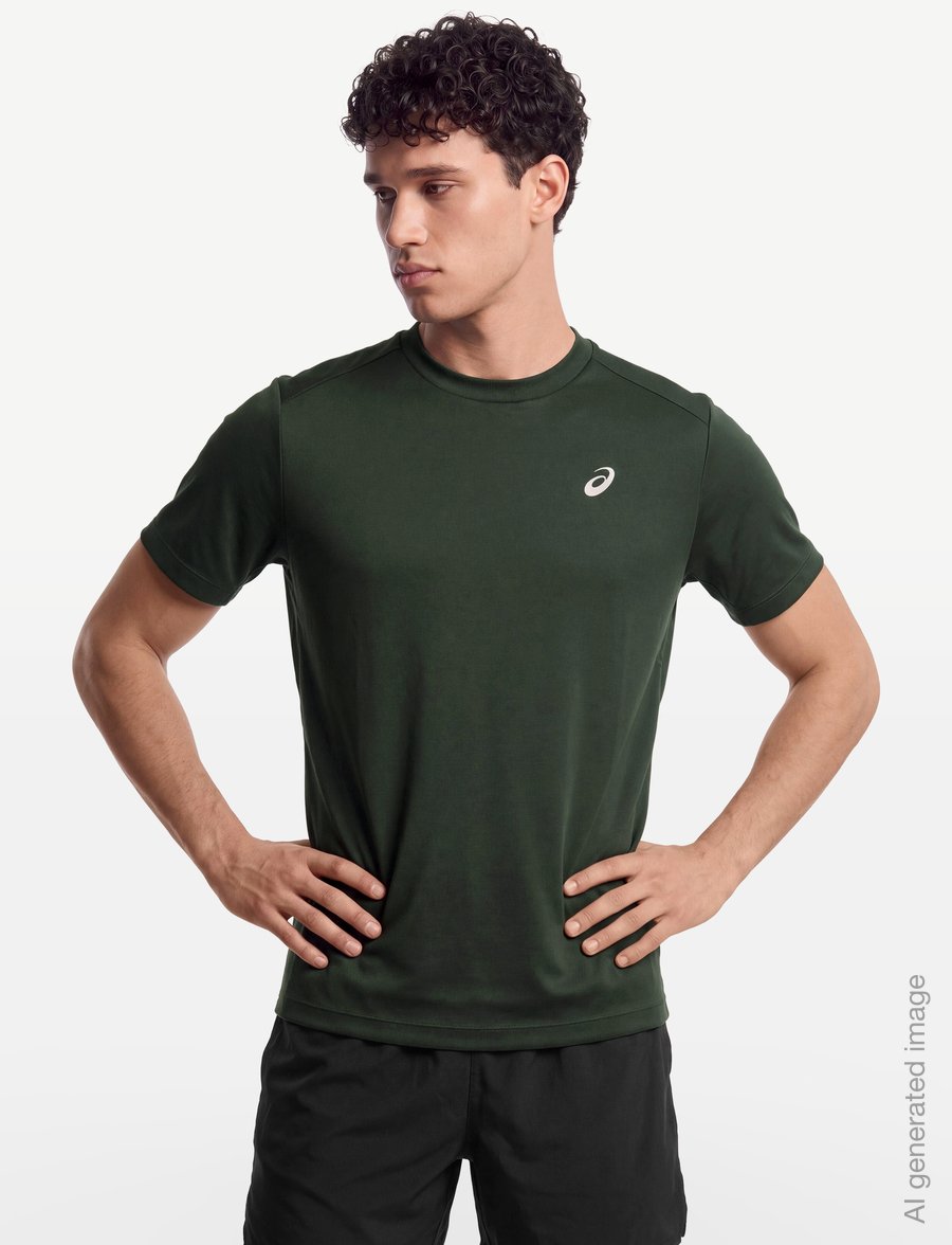Asics - COURT SS TOP - t-shirts - vintage khaki - 3