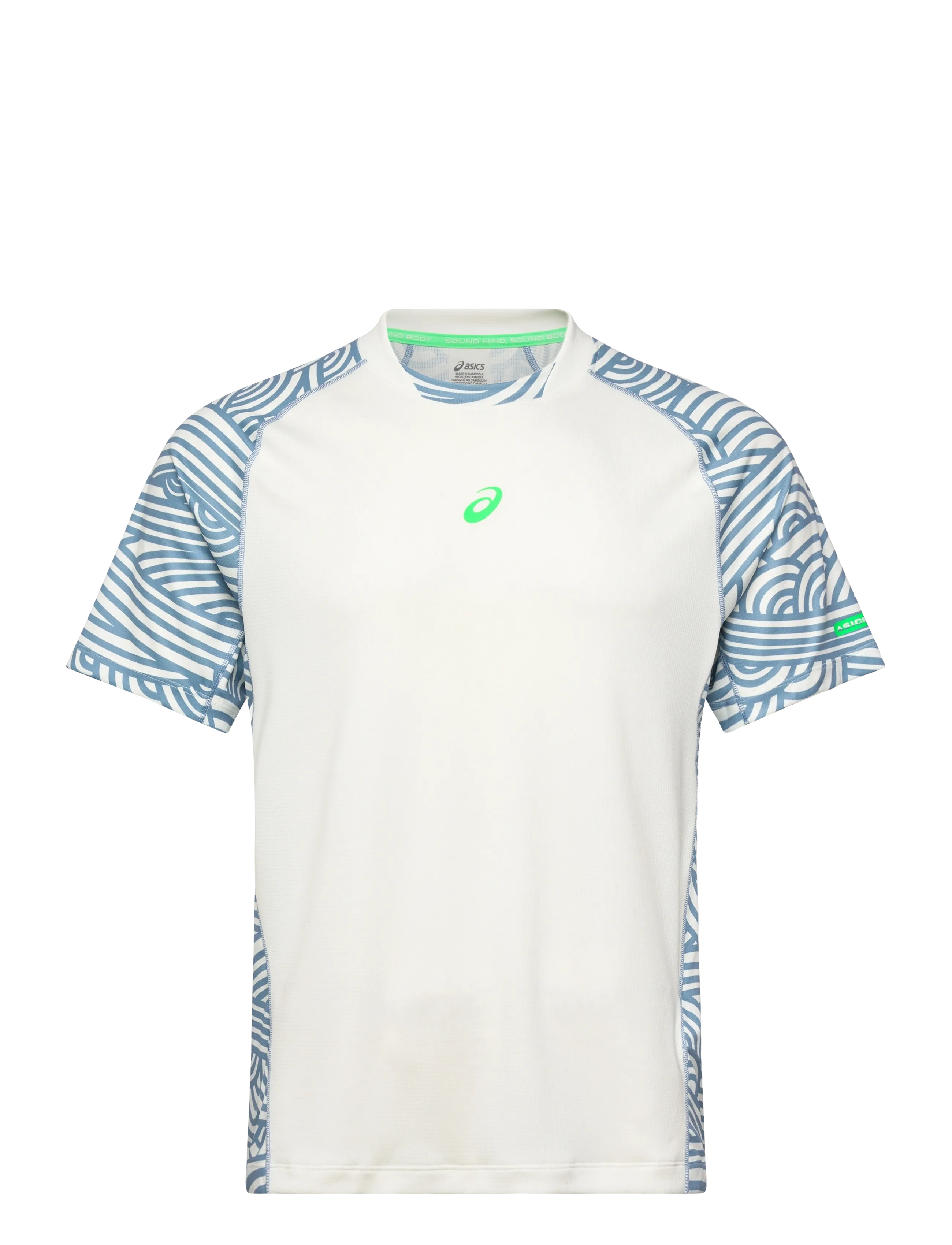 Asics PADEL COURT ALL OVER PRINT SS TOP - T-Shirts - CREAM/SABA BLUE / multi
