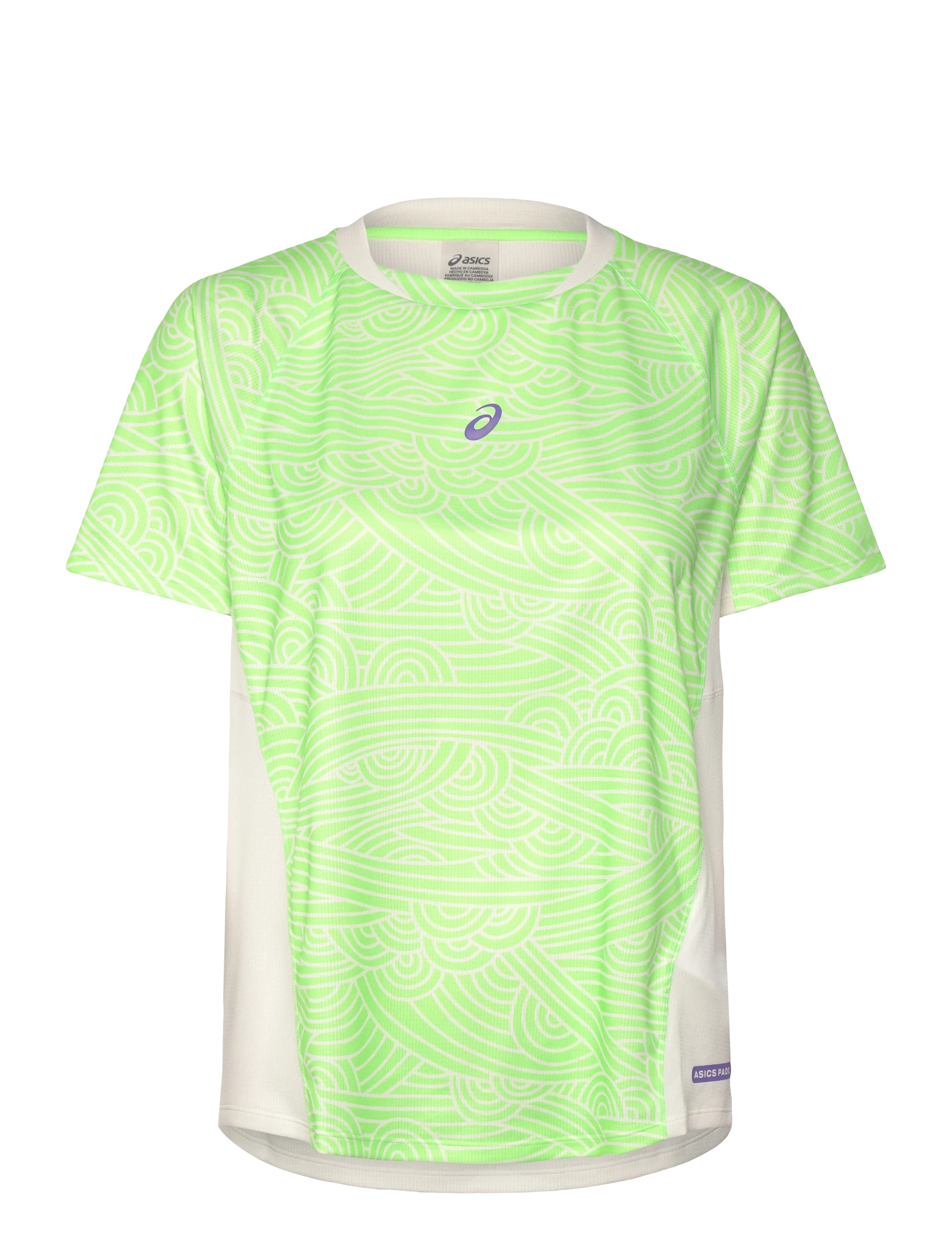 Asics PADEL COURT ALL OVER PRINT SS TOP - Kläder - CREAM/ILLUMINATE GREEN / green