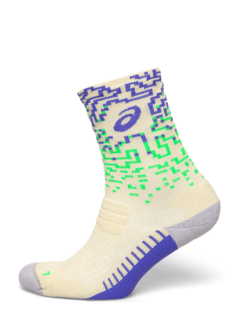 Asics - PERFORMANCE RUN SOCK CREW - clothes - ivory/cobalt burst/vital green - 0