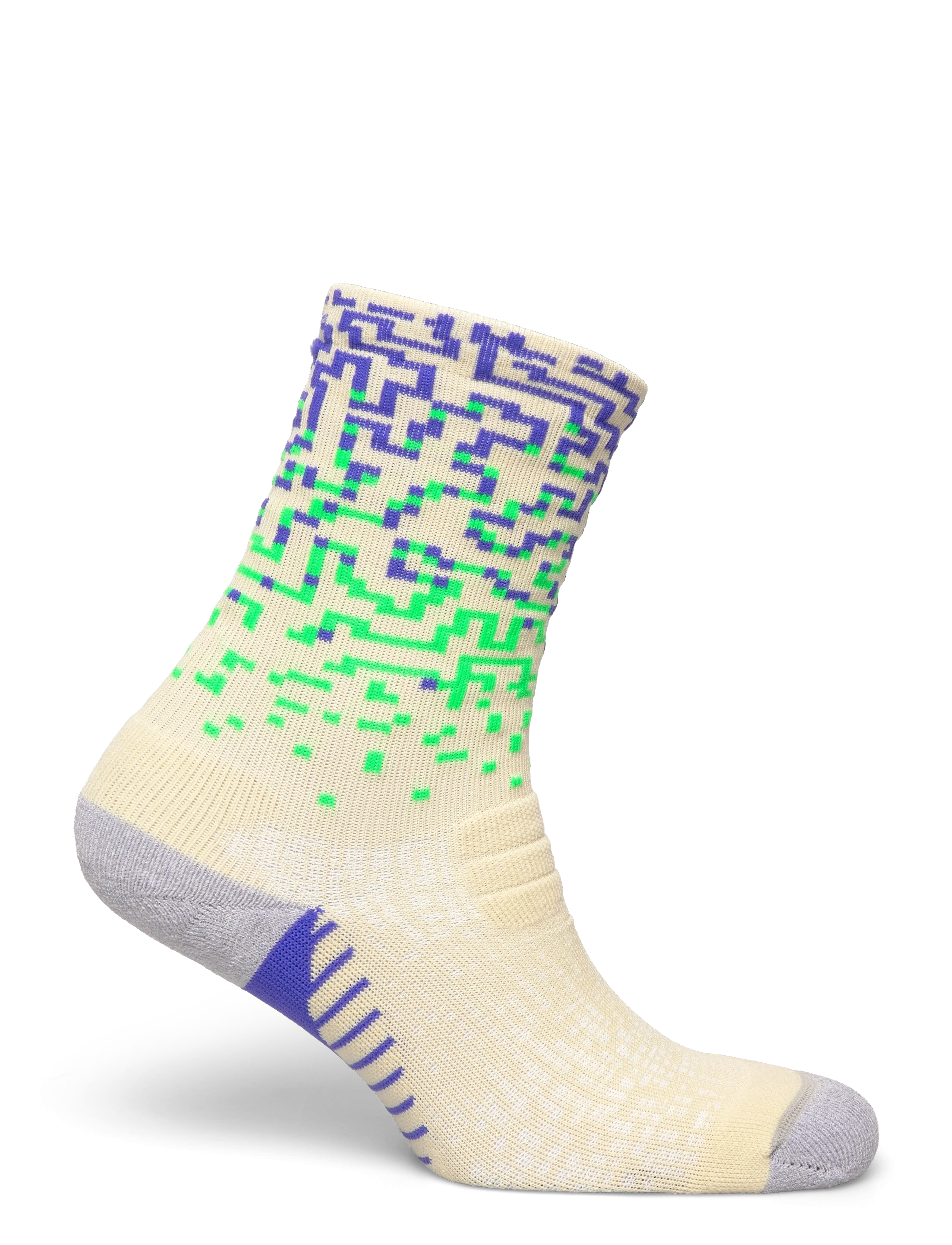 Asics - PERFORMANCE RUN SOCK CREW - clothes - ivory/cobalt burst/vital green - 1