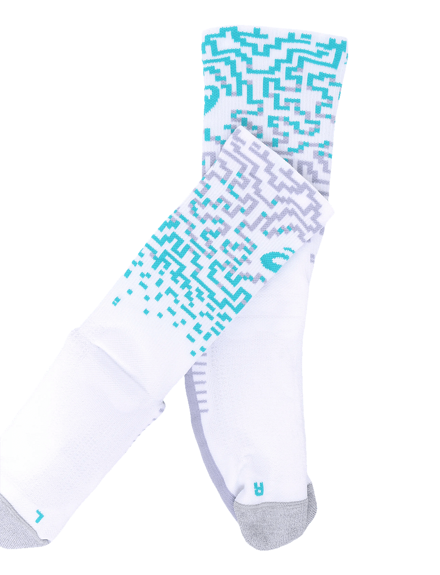Asics - PERFORMANCE RUN SOCK CREW - clothes - white/energy aqua/fresh air - 2