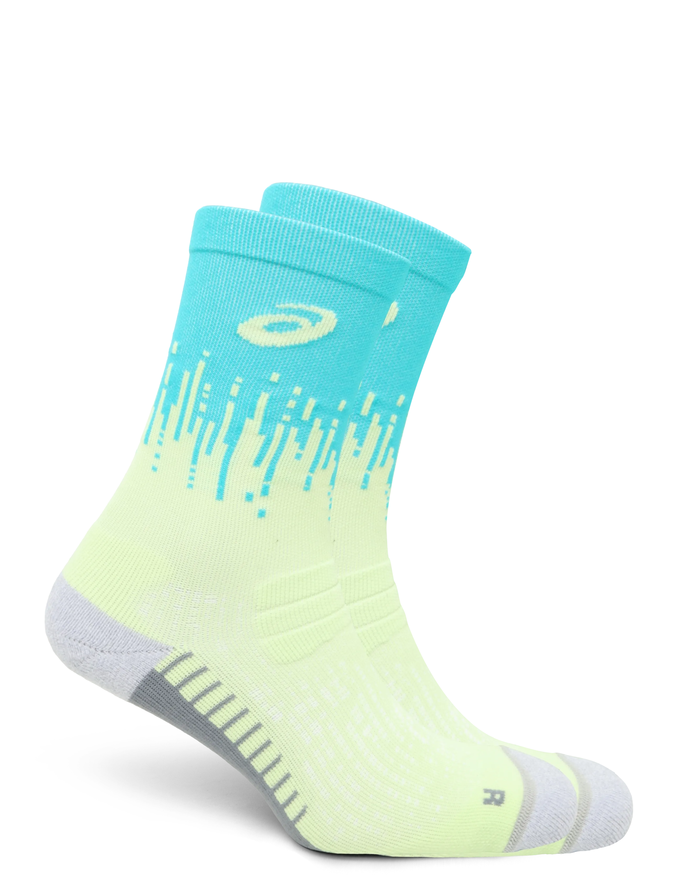 Asics - PERFORMANCE RUN SOCK CREW - clothes - illuminate yellow/energy aqua - 1
