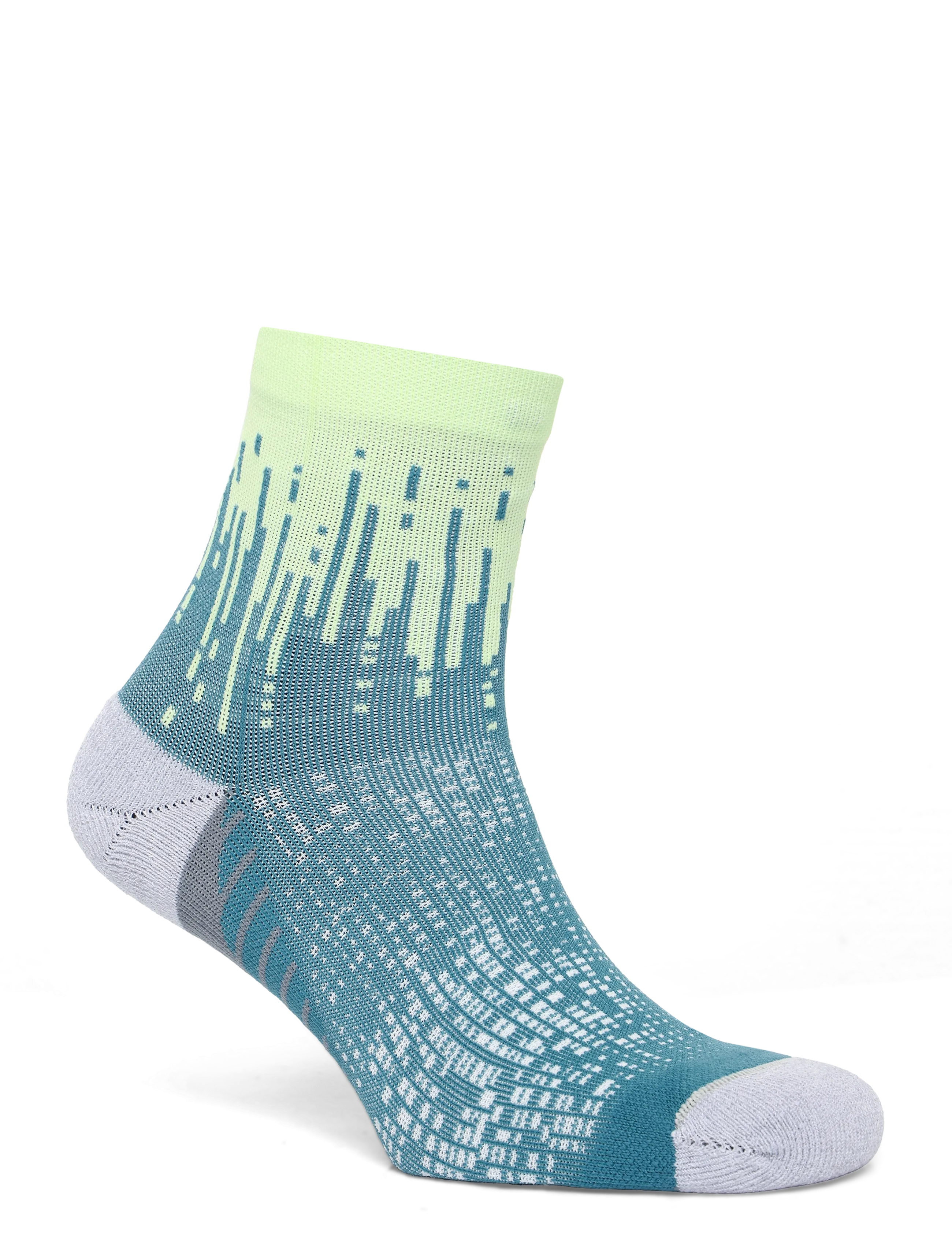 Asics - PERFORMANCE RUN SOCK QUARTER - clothes - illuminate yellow/foggy teal - 1