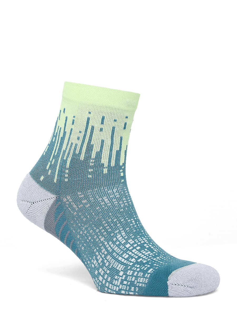 Asics - PERFORMANCE RUN SOCK QUARTER - clothes - illuminate yellow/foggy teal - 1