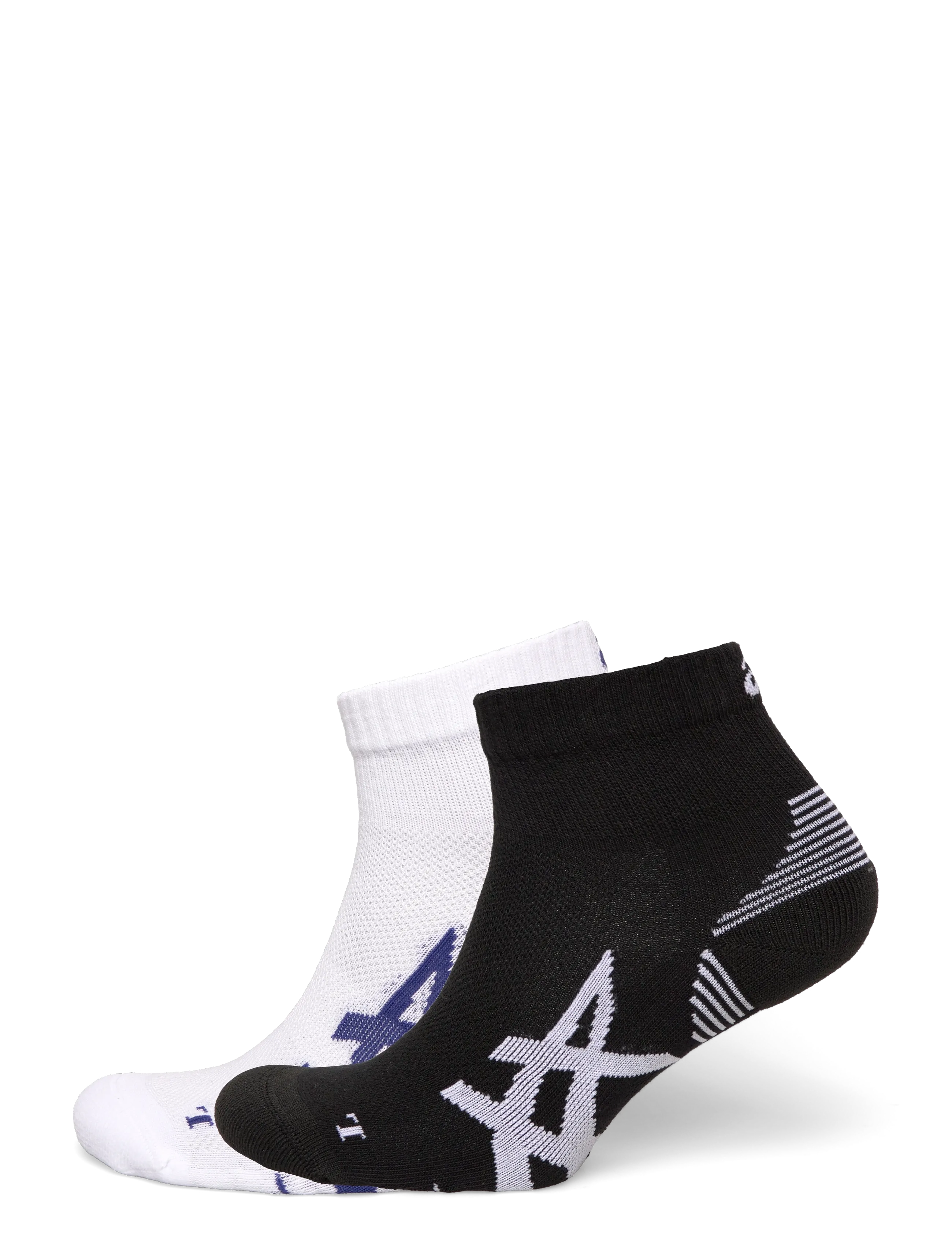 Asics 2 PACK CUSHIONED RUN QUARTER SOCK - ASICS - PERFORMANCE BLACK/BRILLIANT WHITE / multi