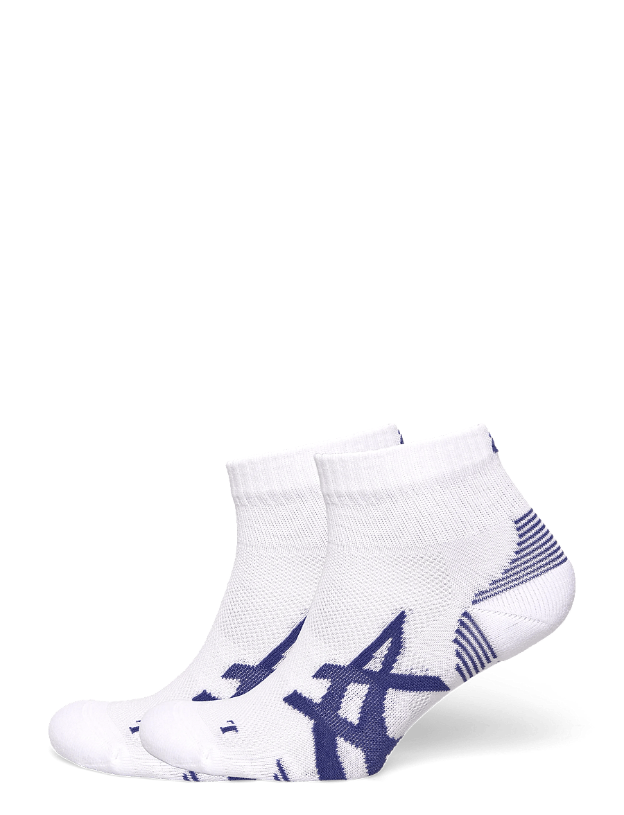 Asics - 2 PACK CUSHIONED RUN QUARTER SOCK - clothes - brilliant white/asics blue - 0