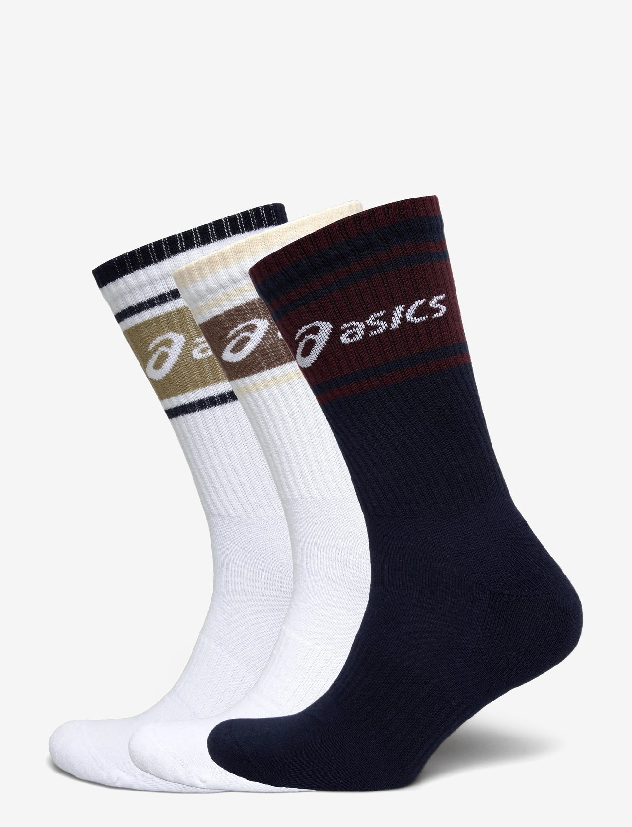 Asics - 3 PACK ASICS LOGO CREW SOCK - clothes - midnight/dark red planet/lemongrass - 0