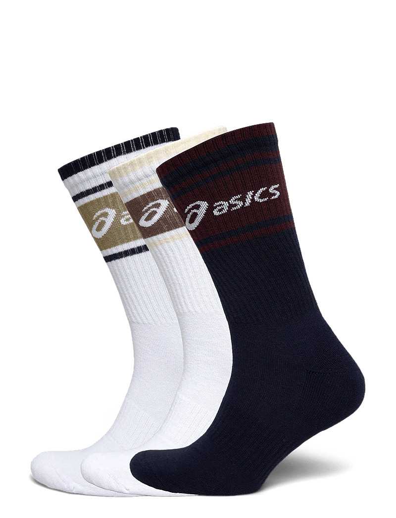 Asics - 3 PACK ASICS LOGO CREW SOCK - clothes - midnight/dark red planet/lemongrass - 0