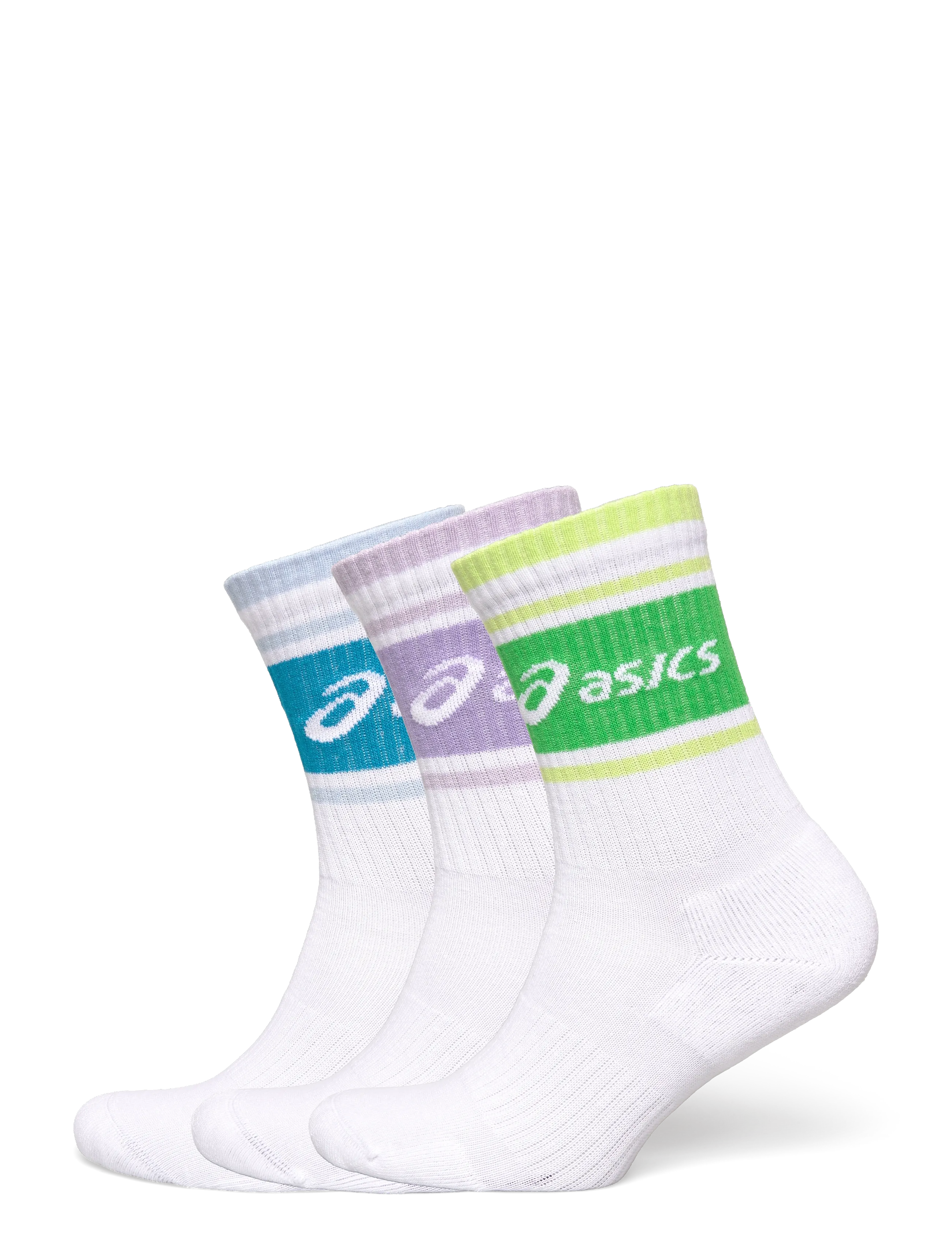 Asics 3 PACK ASICS LOGO CREW SOCK - ASICS - ILLUMINATE GREEN/AEGEAN BLUE/BLUEBELL / white