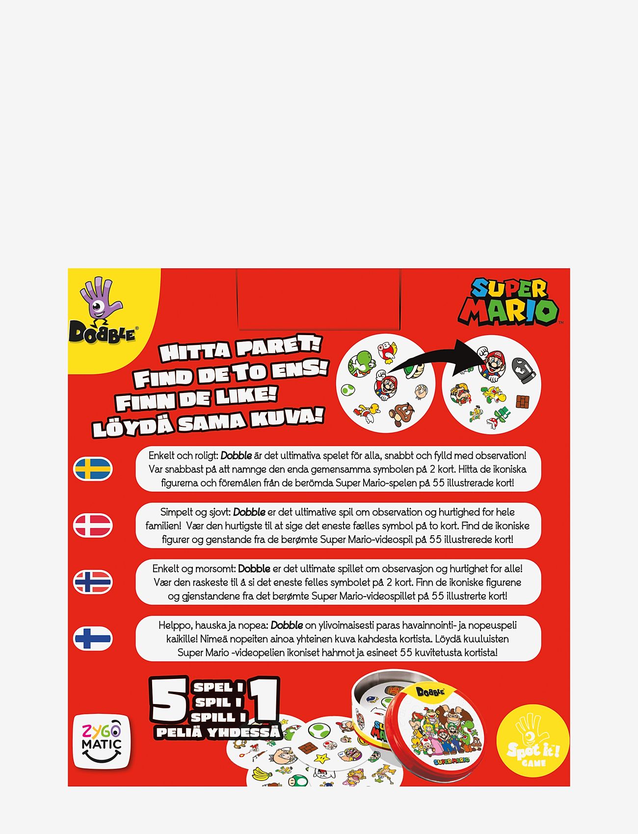 Asmodee - Dobble Super Mario - board games - red - 1