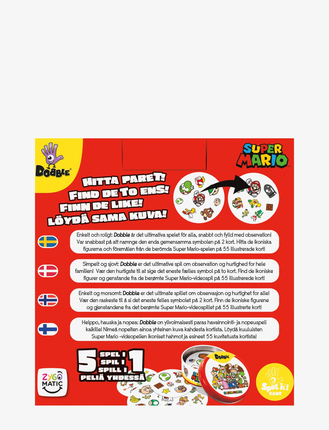 Asmodee - Dobble Super Mario - brädspel - red - 1