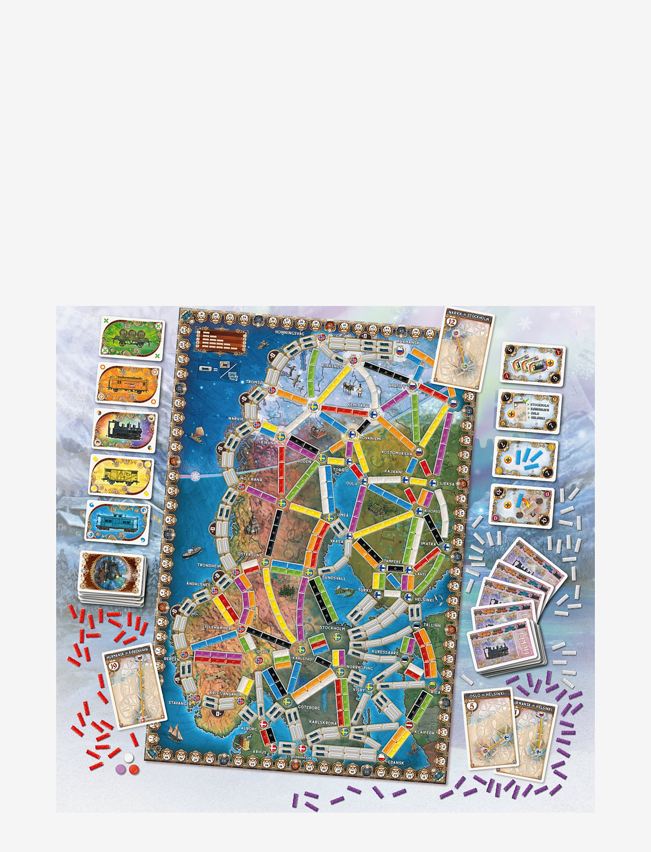Asmodee - TTR Northern Lights Nordic - brætspil - blue - 2